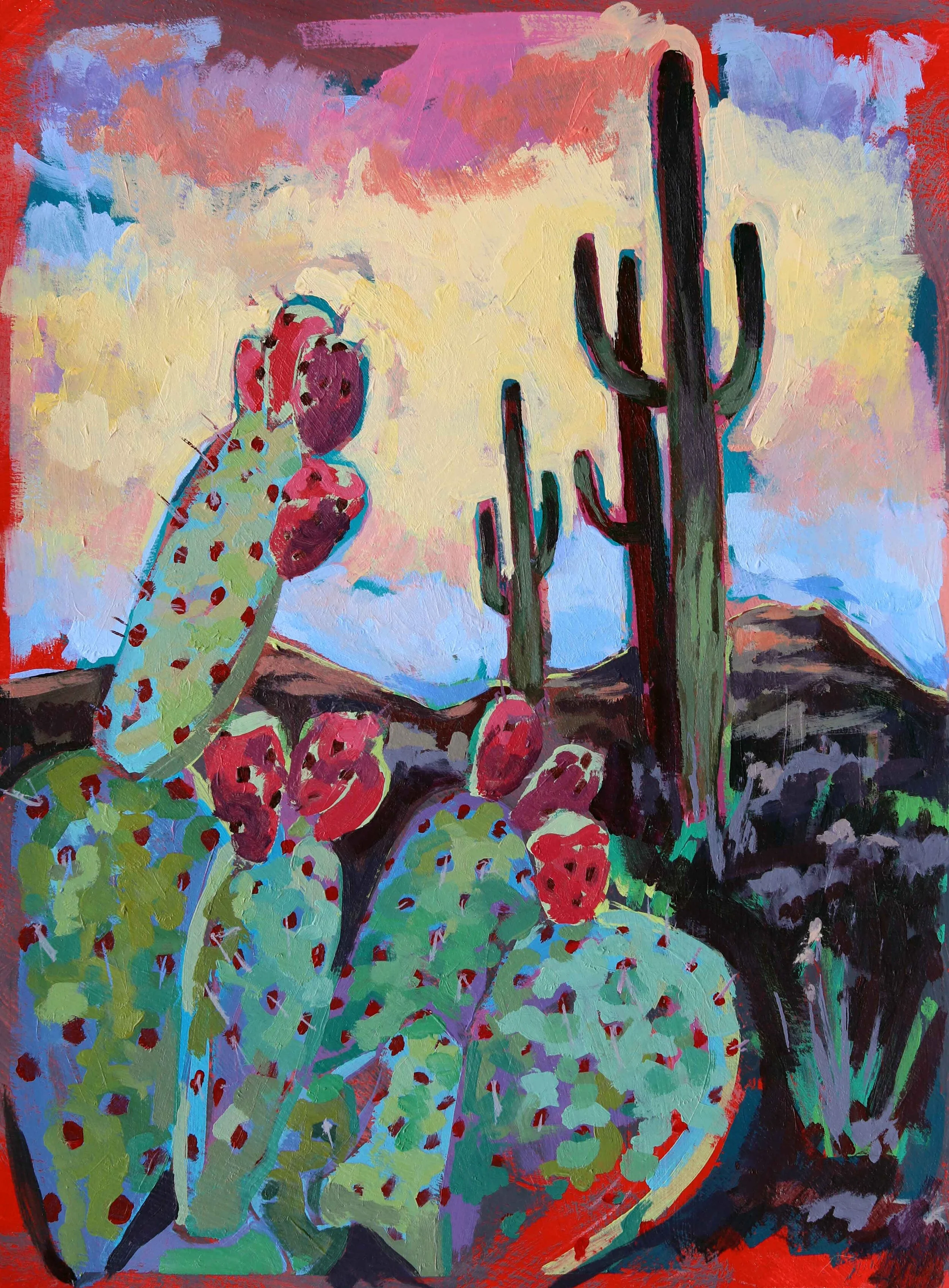 Tucson Sunset, 11x17, acrylic on paper