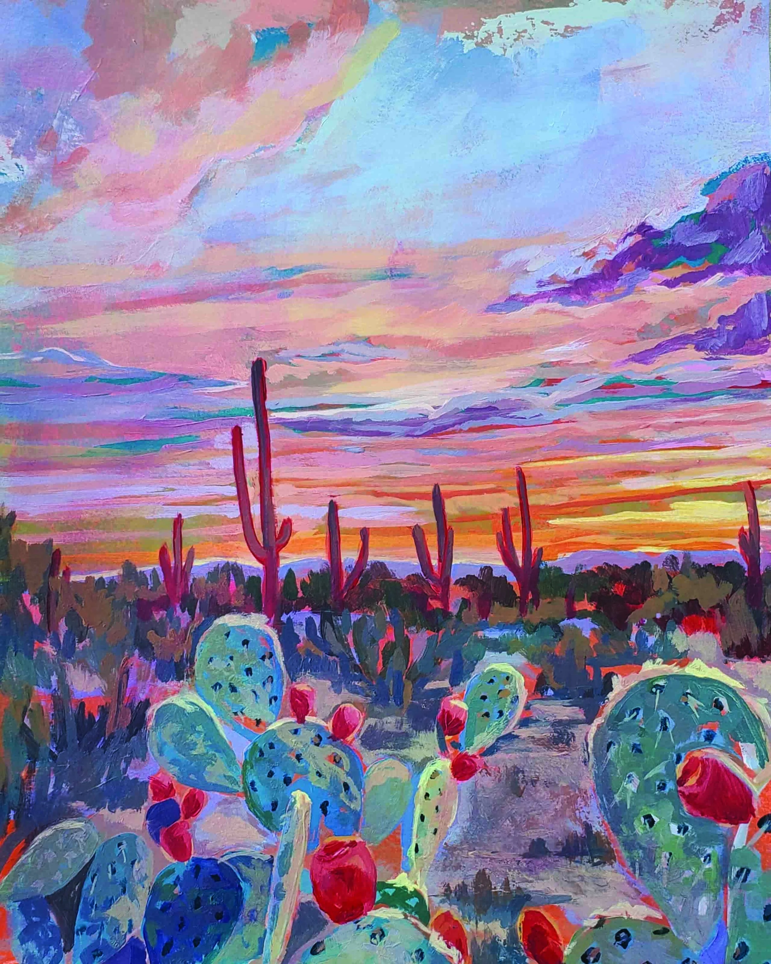 Tucson Sunset II, 11x17, acrylic on paper