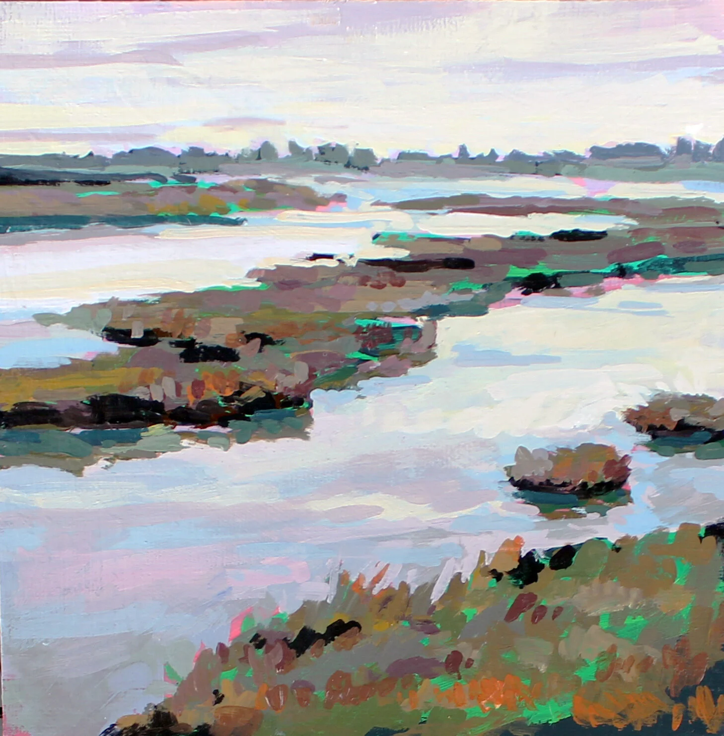 Bolsa Chica Study 2, 6’x6’’, acrylic on paper, 2021