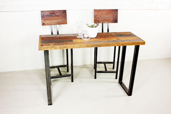 Reclaimed Wood Patchwork Hall Table U Shaped Metal Legs What We Make Reclaimed Wood Patchwork Hall, Reclaimed Wood Console Table With Metal Legs