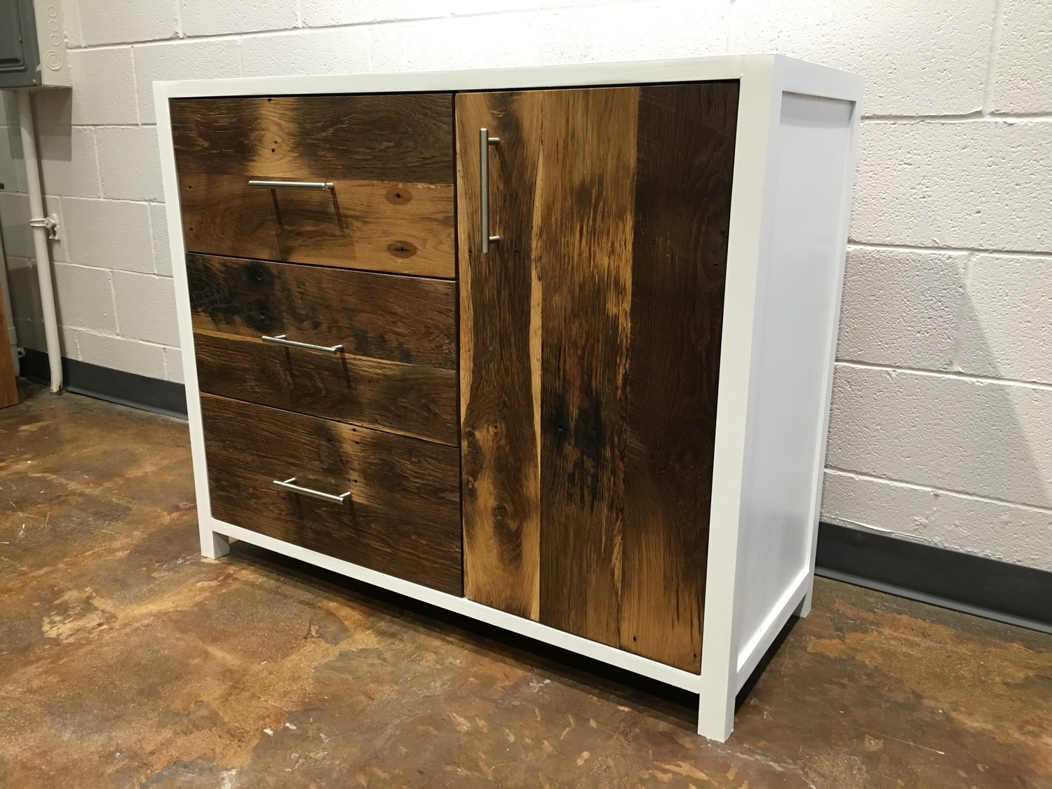 White Reclaimed Wood Buffet Cabinet What We Make