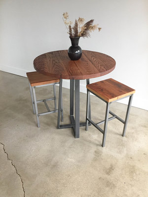 Round Industrial Reclaimed Wood Pub Table 42 Bar Height What We Make Round Industrial Reclaimed Wood Pub, Pub Round Table