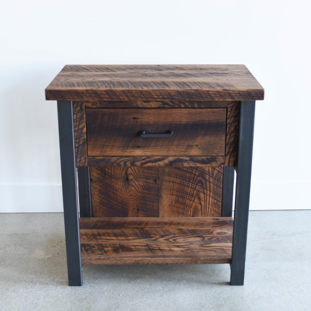 Reclaimed Wood Industrial Storage Nightstand What We Make