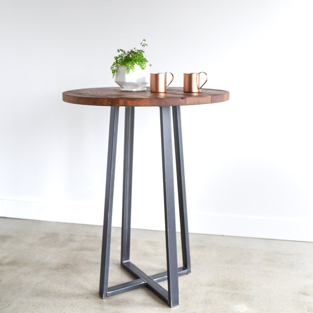 Round Industrial Reclaimed Wood Pub, Round Wood Pub Tables