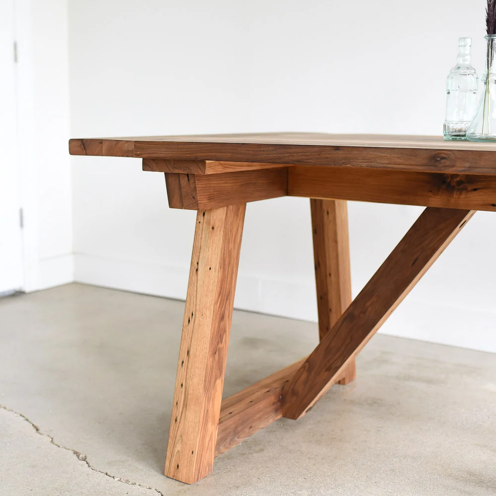 Reclaimed Trestle Dining Table Smooth Finish What We Make