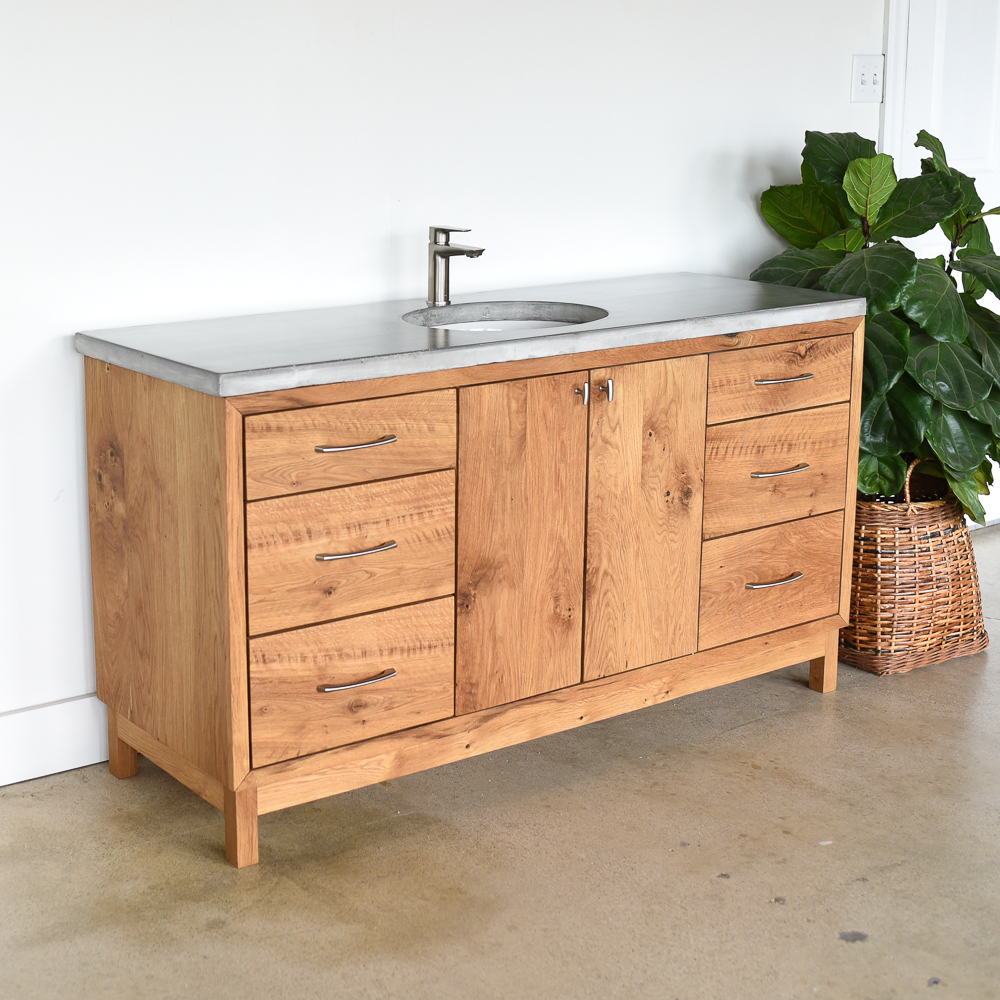 60 Modern Reclaimed Wood Vanity, 60 In Vanity Single Sink Top