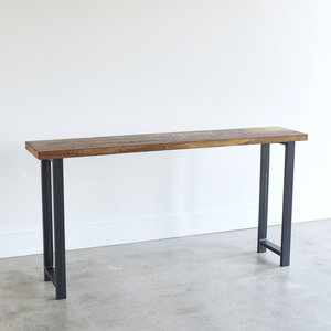 Reclaimed Wood Console Table With H Shaped Metal Legs What We Make Reclaimed Wood Console Table With H, Metal Sofa Table With Stools