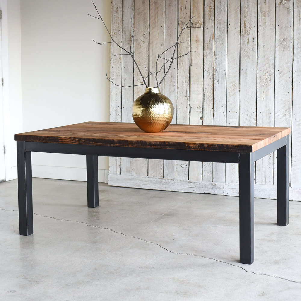 Industrial Steel Frame Dining Table 15 2 Reclaimed Top What We Make