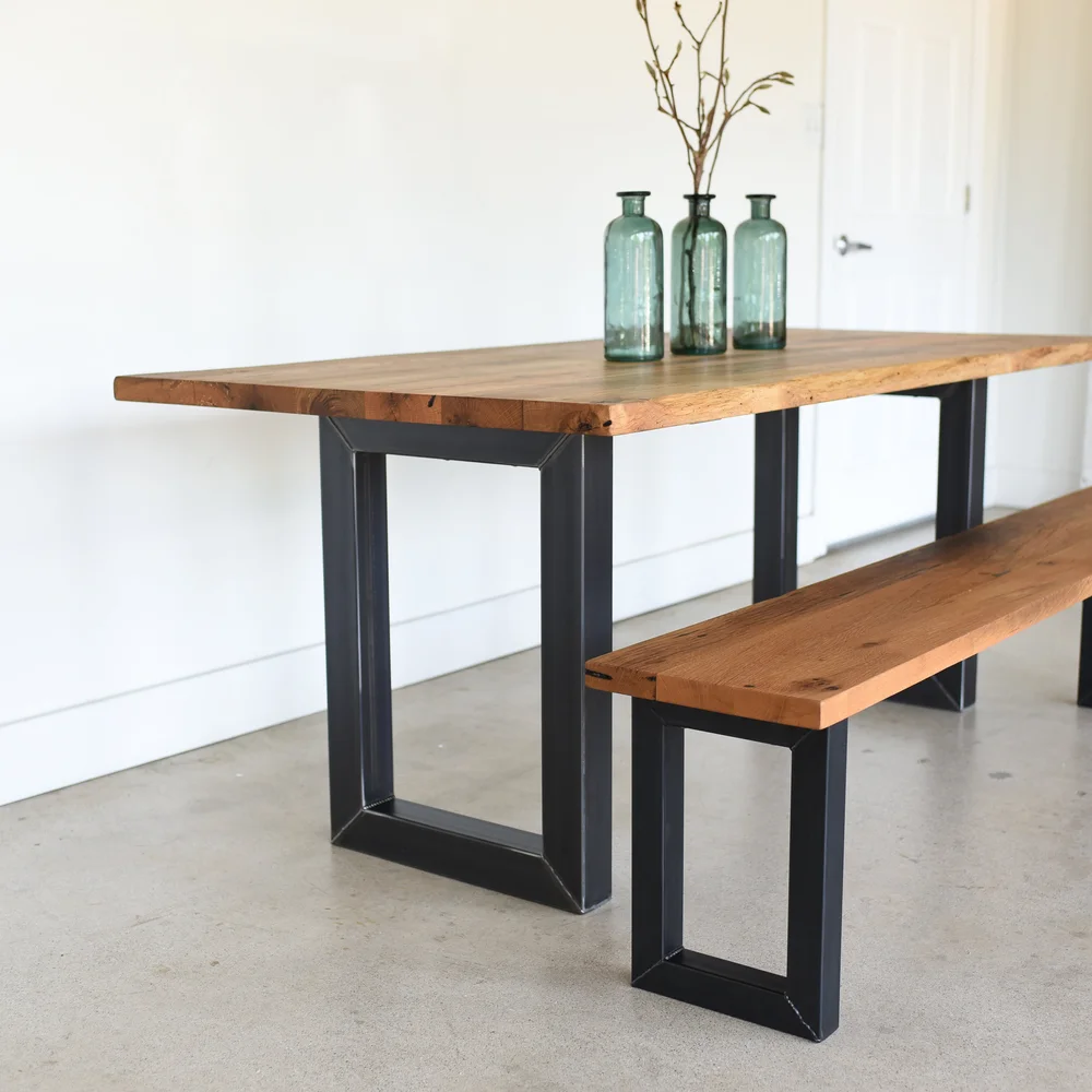 Reclaimed Live Edge Dining Table 3 X 3 Rectangle Metal Legs What We Make