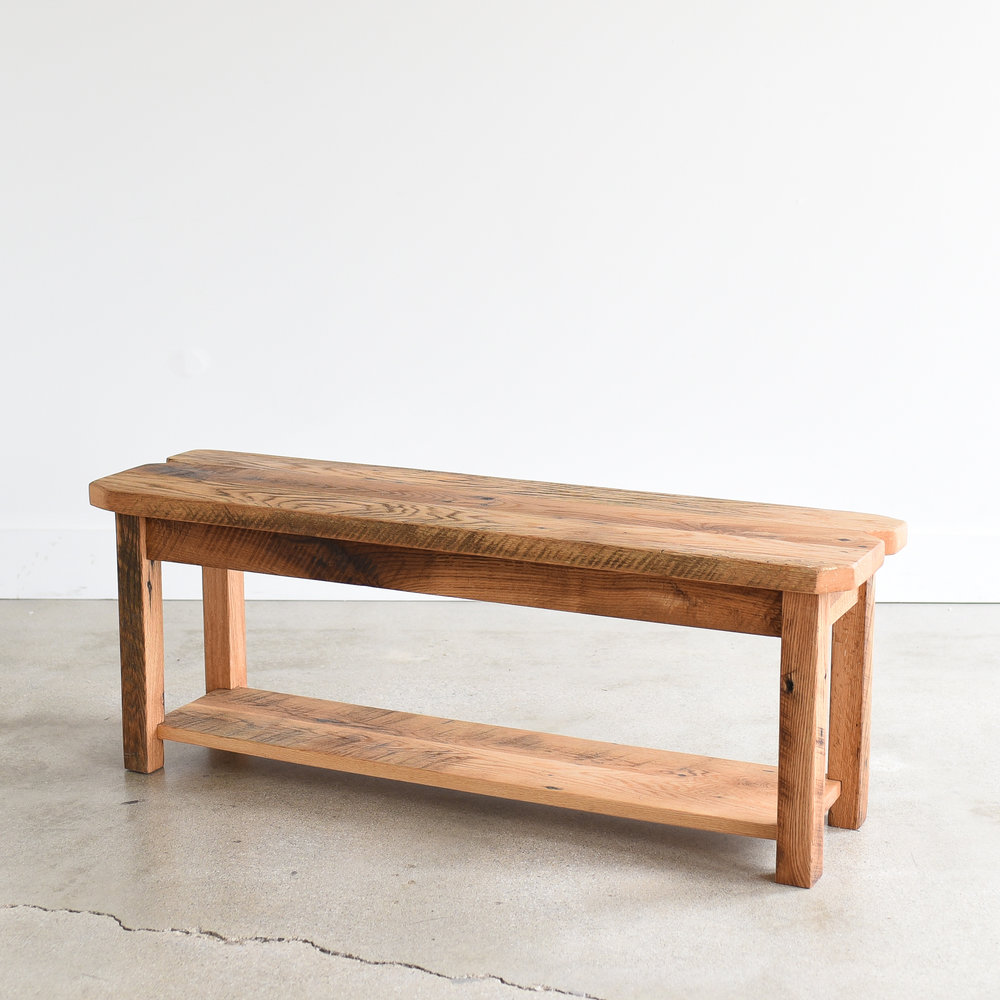 Reclaimed Wood Farmhouse Bench Lower Shelf What We Make Reclaimed Wood Farmhouse Bench Lower Shelf What We Make