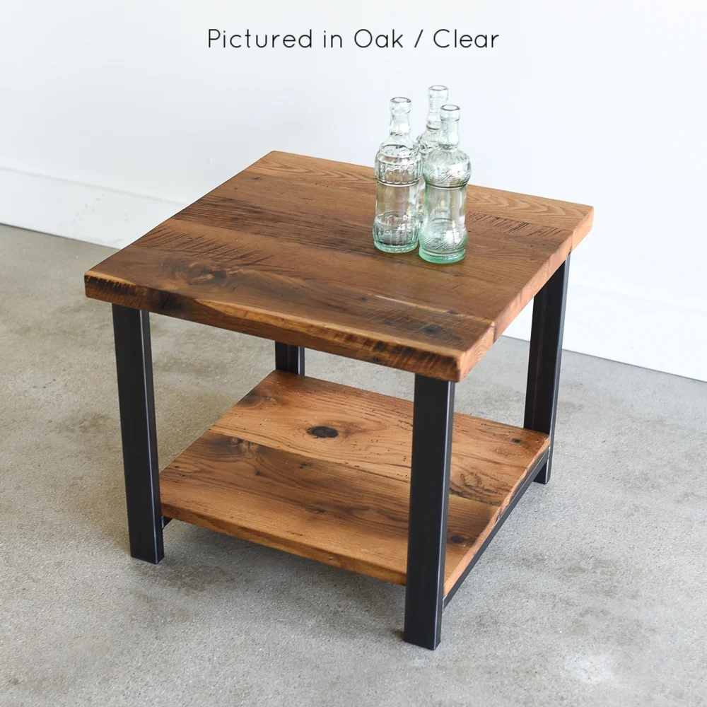 Industrial Reclaimed Wood Side Table Lower Shelf What We Make
