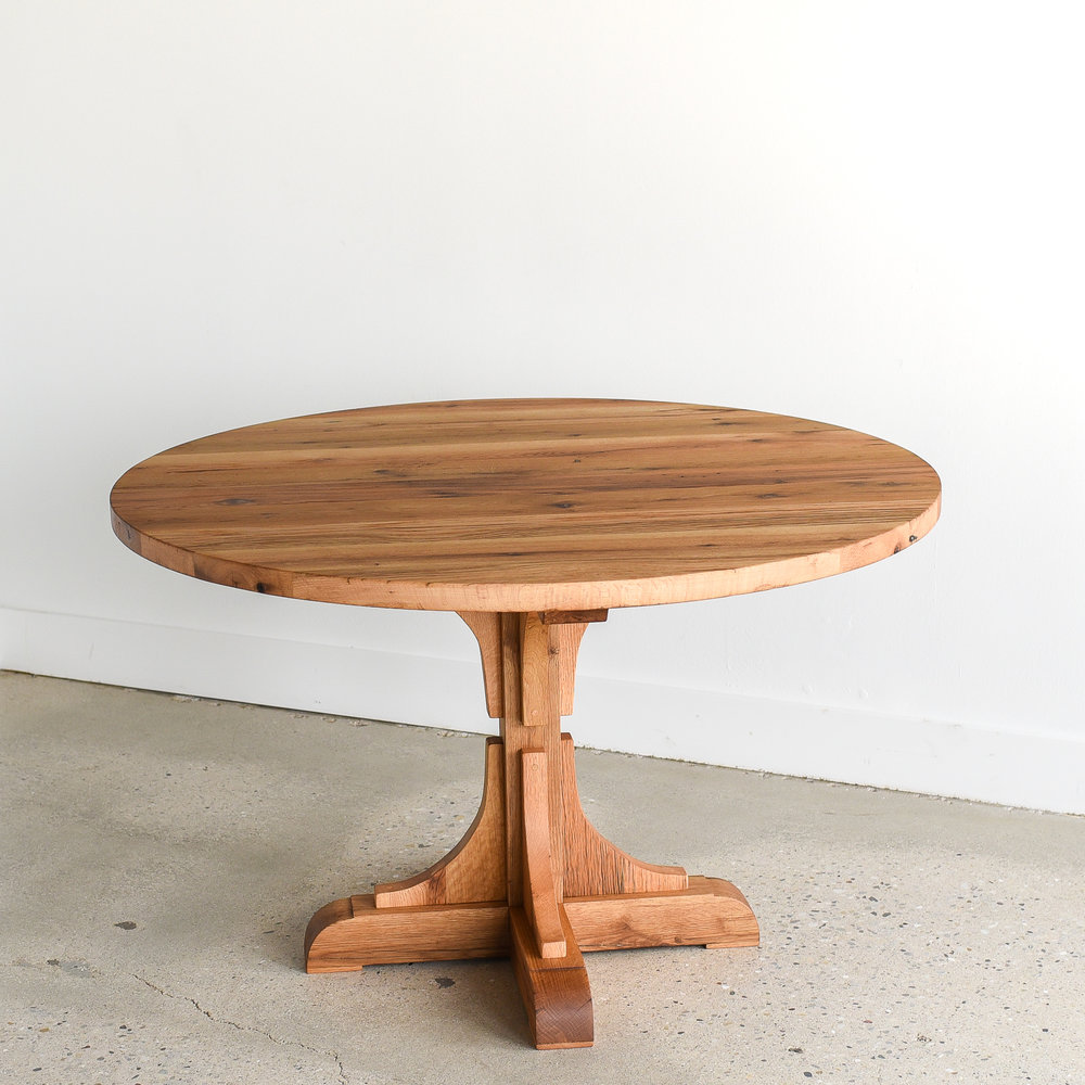 Reclaimed Wood Round Dining Table Pedestal Base What We Make Reclaimed Wood Round Dining Table, 42 Inch Round Reclaimed Wood Table Top