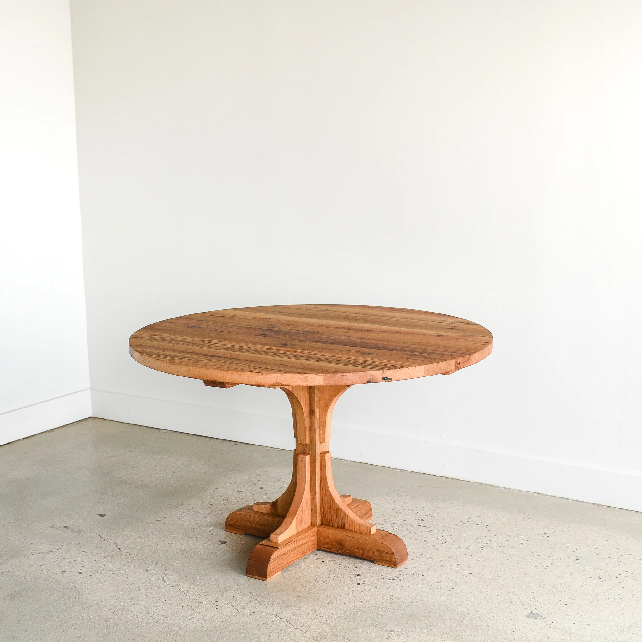 Reclaimed Wood Round Dining Table / Pedestal Base WHAT WE MAKE