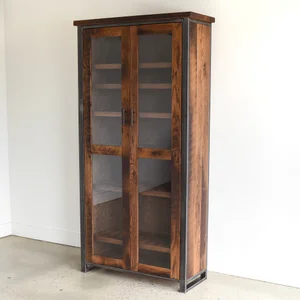 Large Reclaimed Wood Glass Double Door Cabinet What We Make