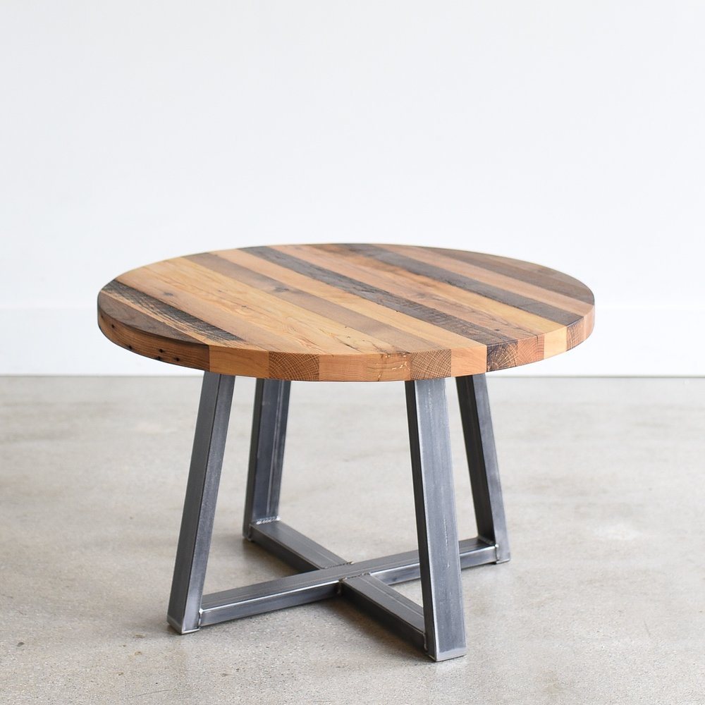 Round Reclaimed Butcher Block Coffee Table What We Make