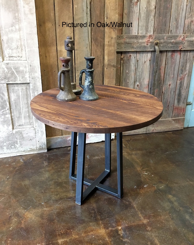 Round Industrial Reclaimed Wood Pub, Round Counter Height Pub Table