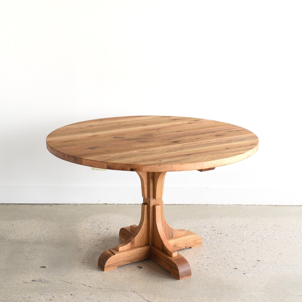 Reclaimed Wood Round Dining Table Pedestal Base What We Make