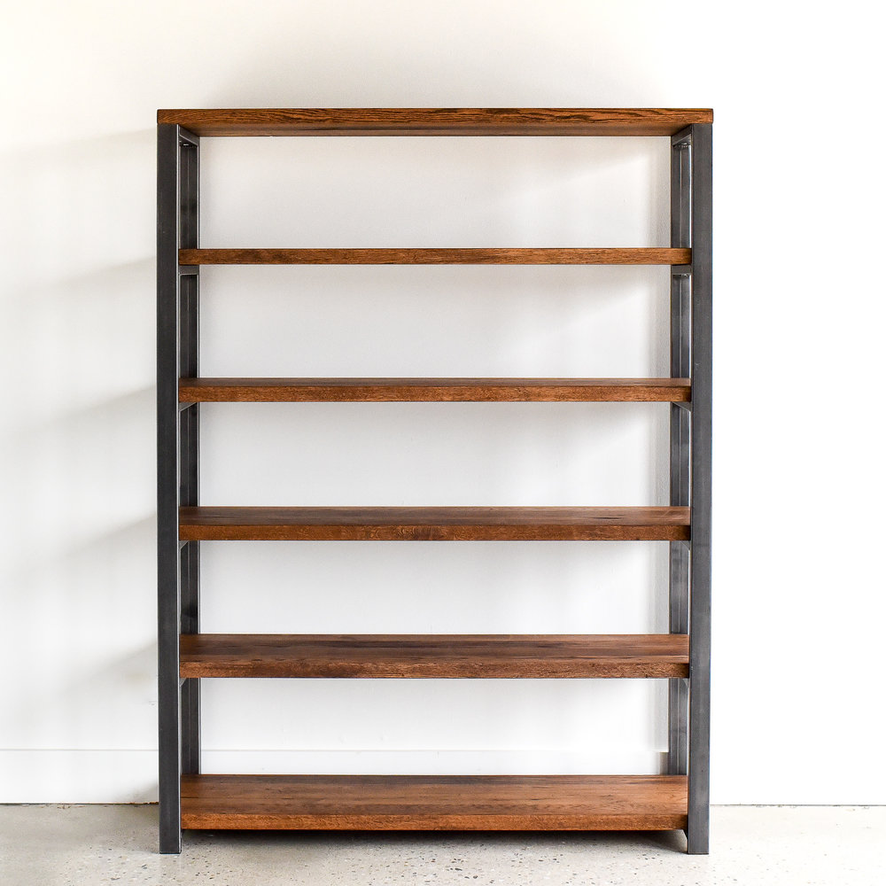 Reclaimed Wood Shelves, Industrial Wood Bookcase