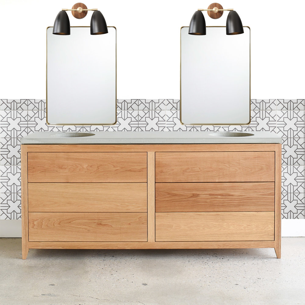 Mid Century Modern Double Sink Vanity What We Make Mid Century Modern Double Sink Vanity, 72 Linear Double Bathroom Vanity Mid Century Walnut