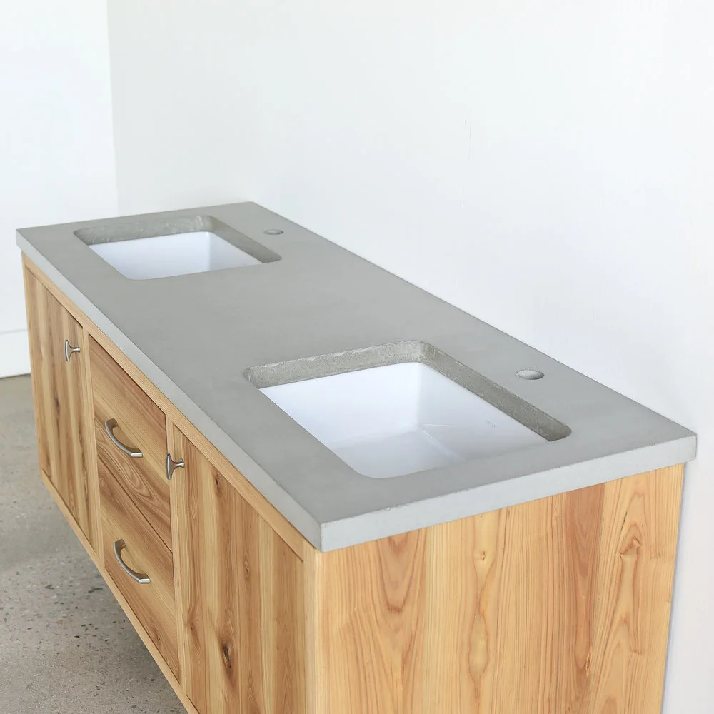 Concrete Vanity Top / Double Undermount Rectangle Sinks