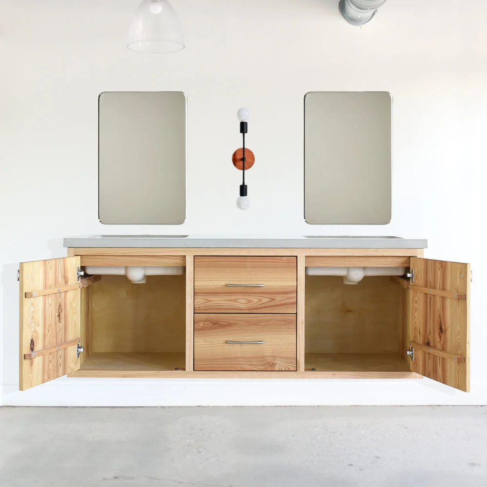 60" Reclaimed Wood Floating Vanity in Ash