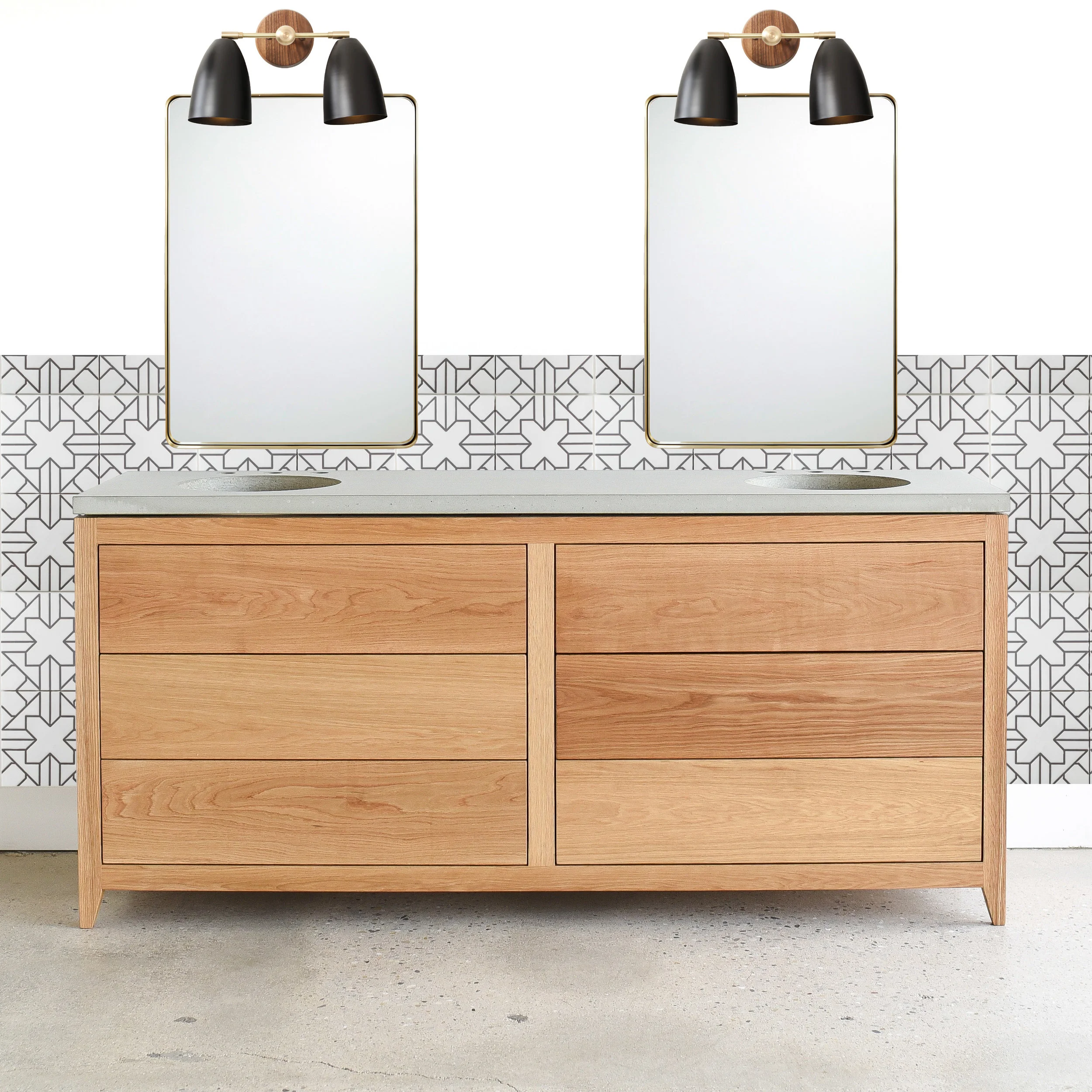 72" Mid Century Modern Double Sink Vanity