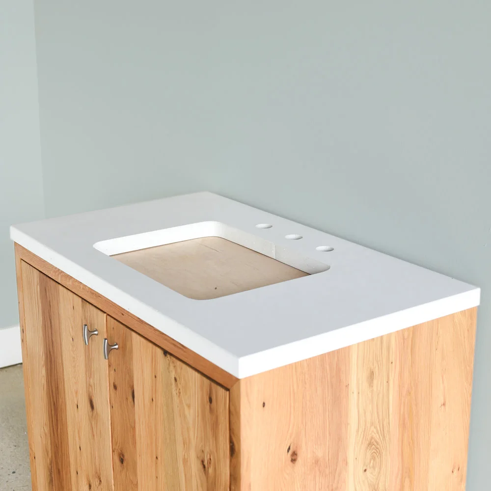 Concrete Vanity Top / Rectangle Undermount Sink - in white