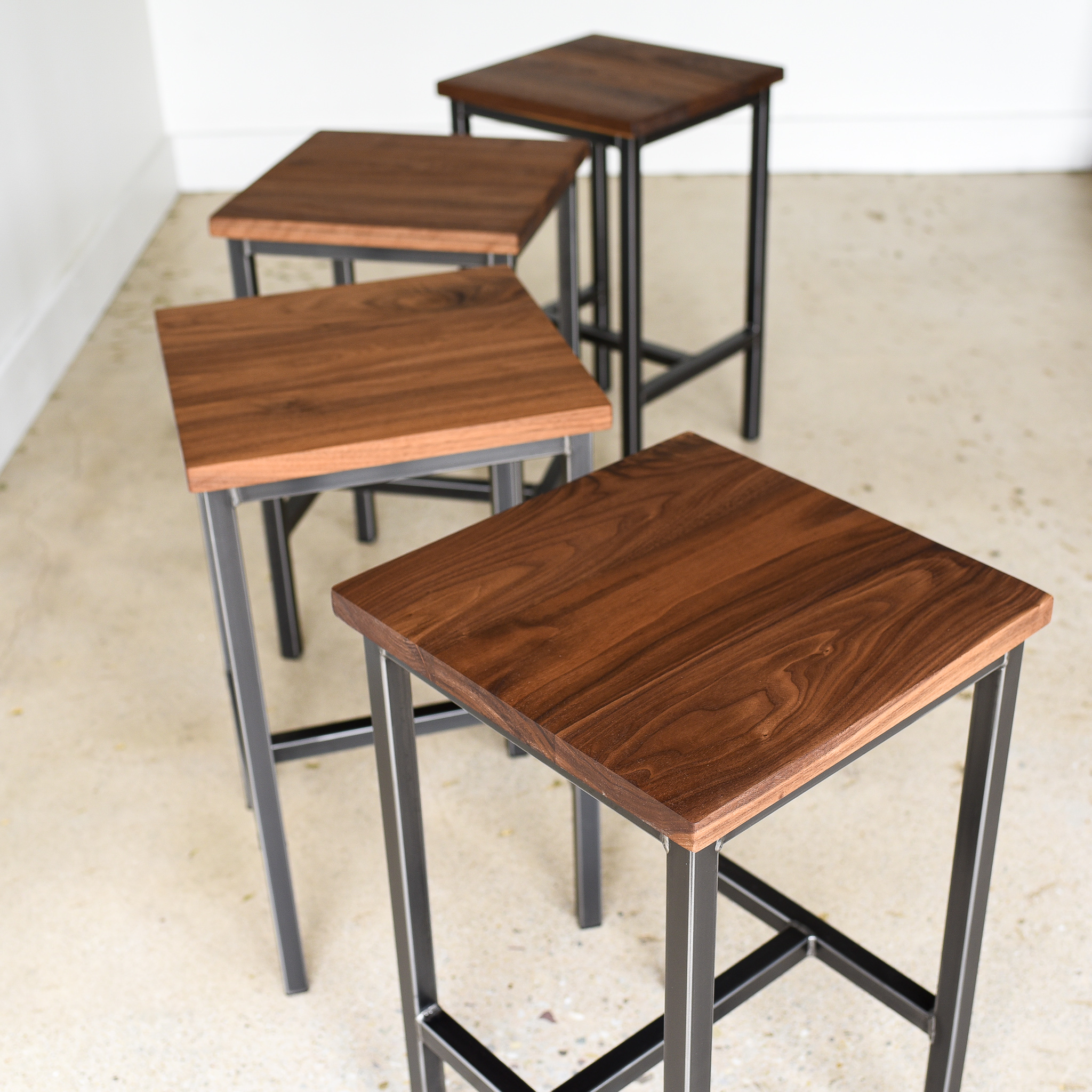 Walnut Backless Bar Stools