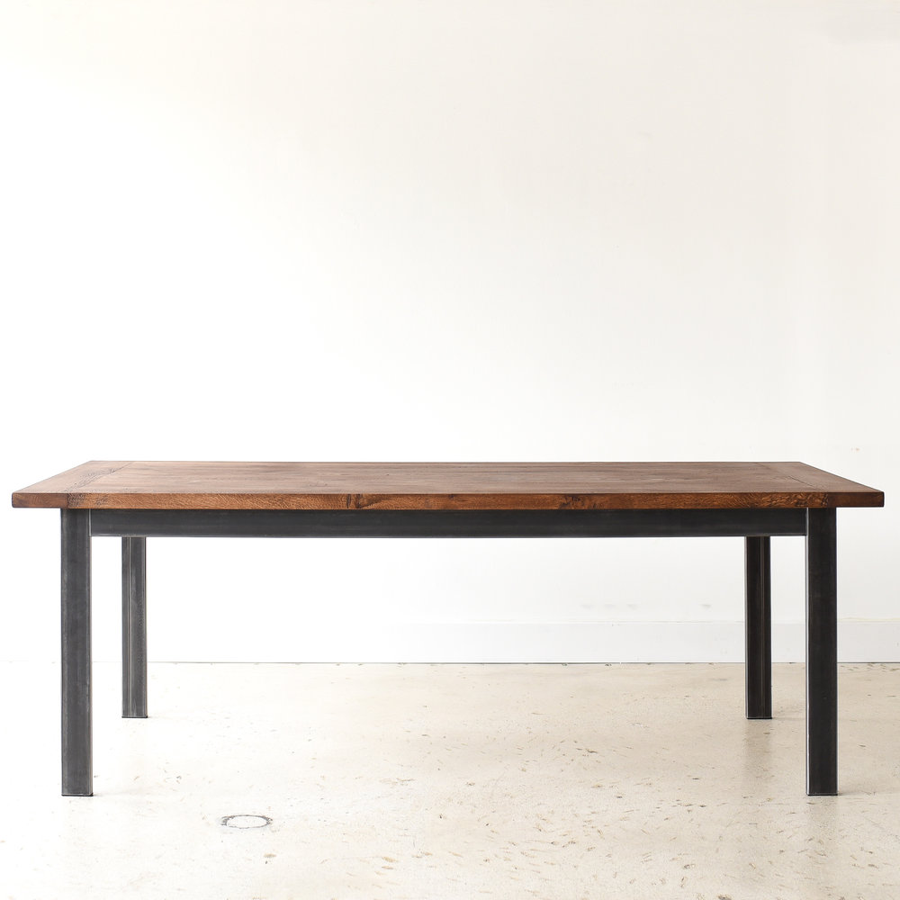 Industrial Reclaimed Wood Dining Table, Reclaimed Wood And Metal Dining Table
