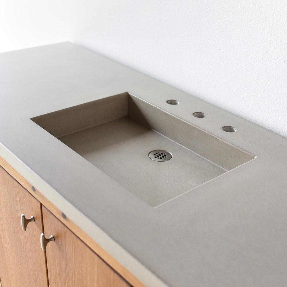 60 Concrete Vanity Top With Integral, 60 Single Sink Quartz Vanity Top