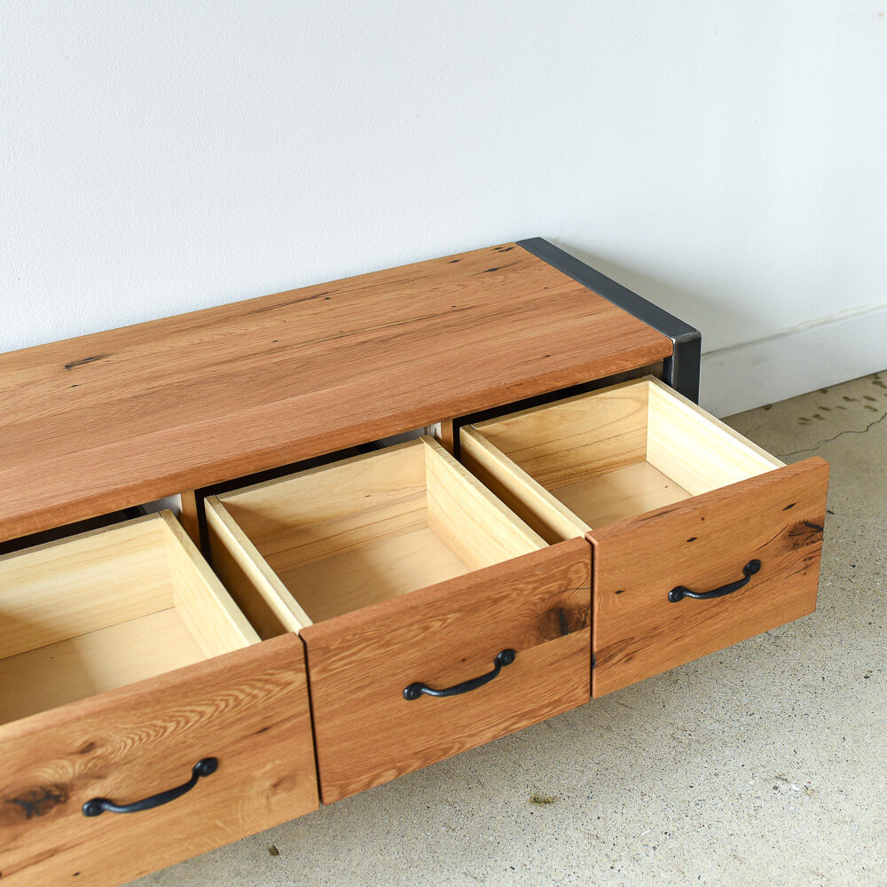 Industrial Reclaimed Wood Storage Bench What We Make Industrial Reclaimed Wood Storage Bench, Unfinished Wooden Storage Bench