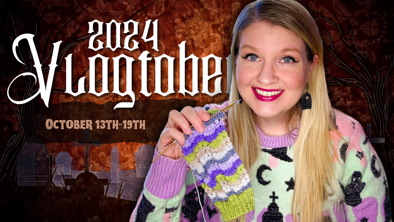 [VLOGTOBER 2024] Sockoween Sock Knitting | Beetlejuice Blanket |  AltKnots  Whimsy Goth Crochet CAL