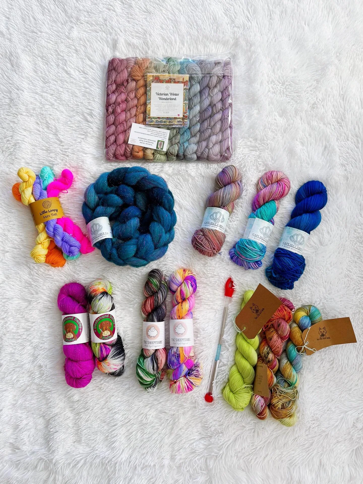 Between the @lvfiberfest and @thelittlewolfknits trunk show at @the.knitters.edge, I somehow managed to buy yarn as if I&rsquo;m not going to Rhinebeck in less than a month. Oops. 

But I also got a bunch of unique and handmade Christmas gifts for fr