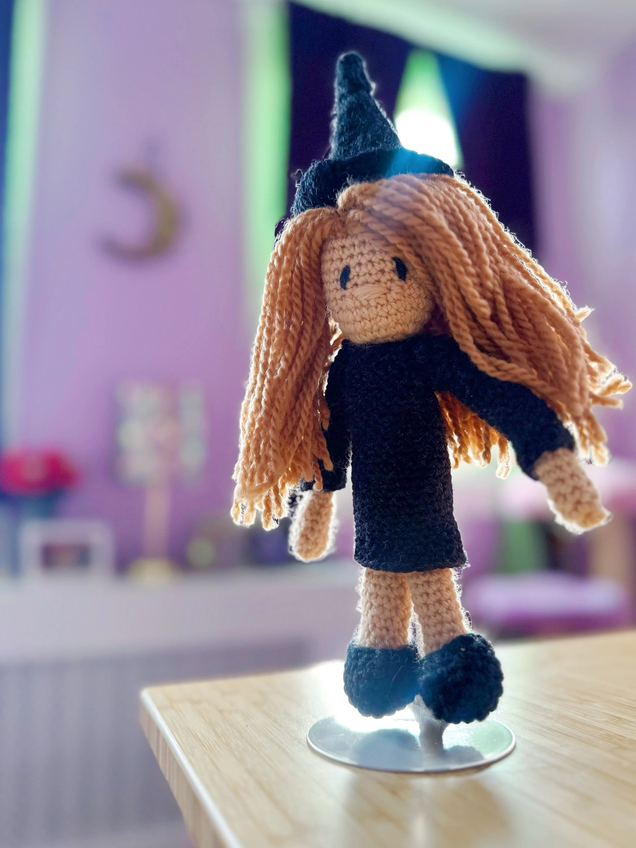 I finally finished my first ever @toft_uk doll, purchased last summer online from @circlestitches. 

She was fiddly. She was tiny. She had lots of hair. 

And I would 100% make her again. 

She&rsquo;s perfect. Well, maybe &ldquo;perfect&rdquo; is to