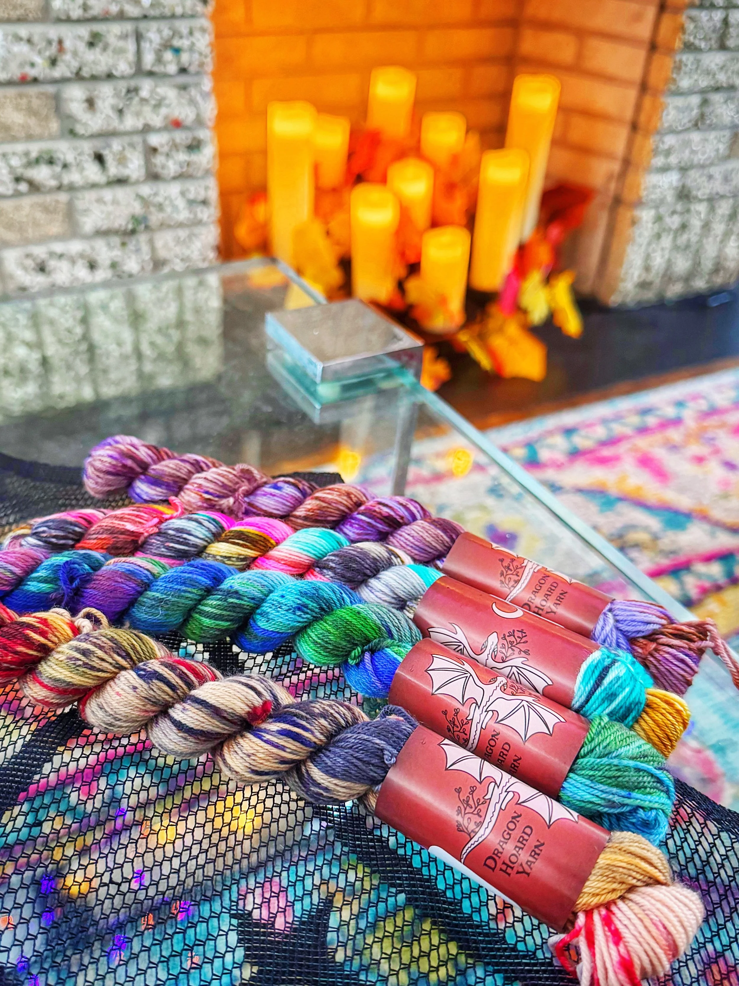 Four days of the @dragon_hoard_yarn DCC October countdown are looking pretty amazing this morning.

Now if I could only figure out what I&rsquo;m making with it 😅 

#knitting #yarnofinstagram #dungeoncrawlercarl #knittersgonnaknit #octoberknitting
