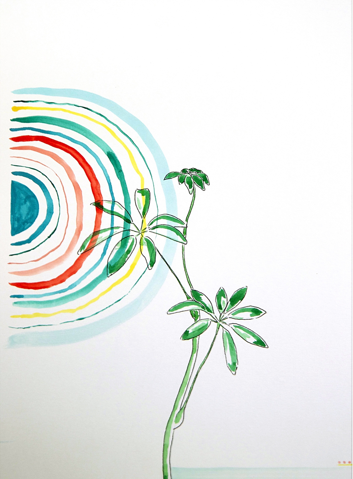 umbrellas, then rainbows \\ 11x15 mixed media on paper #mysortofgreenthumb >> S H O P <<