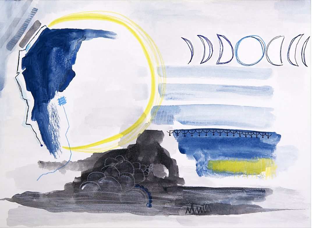 foggy nights make my heart dream \\ 11x15 mixed media on paper #scribblestories >> S H O P <<