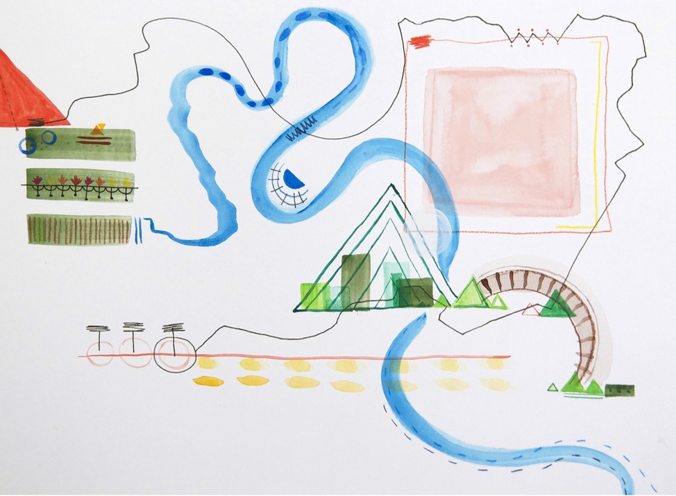 over the river and through the woods \\ 11x15 mixed media on paper #scribblestories >> S H O P <<