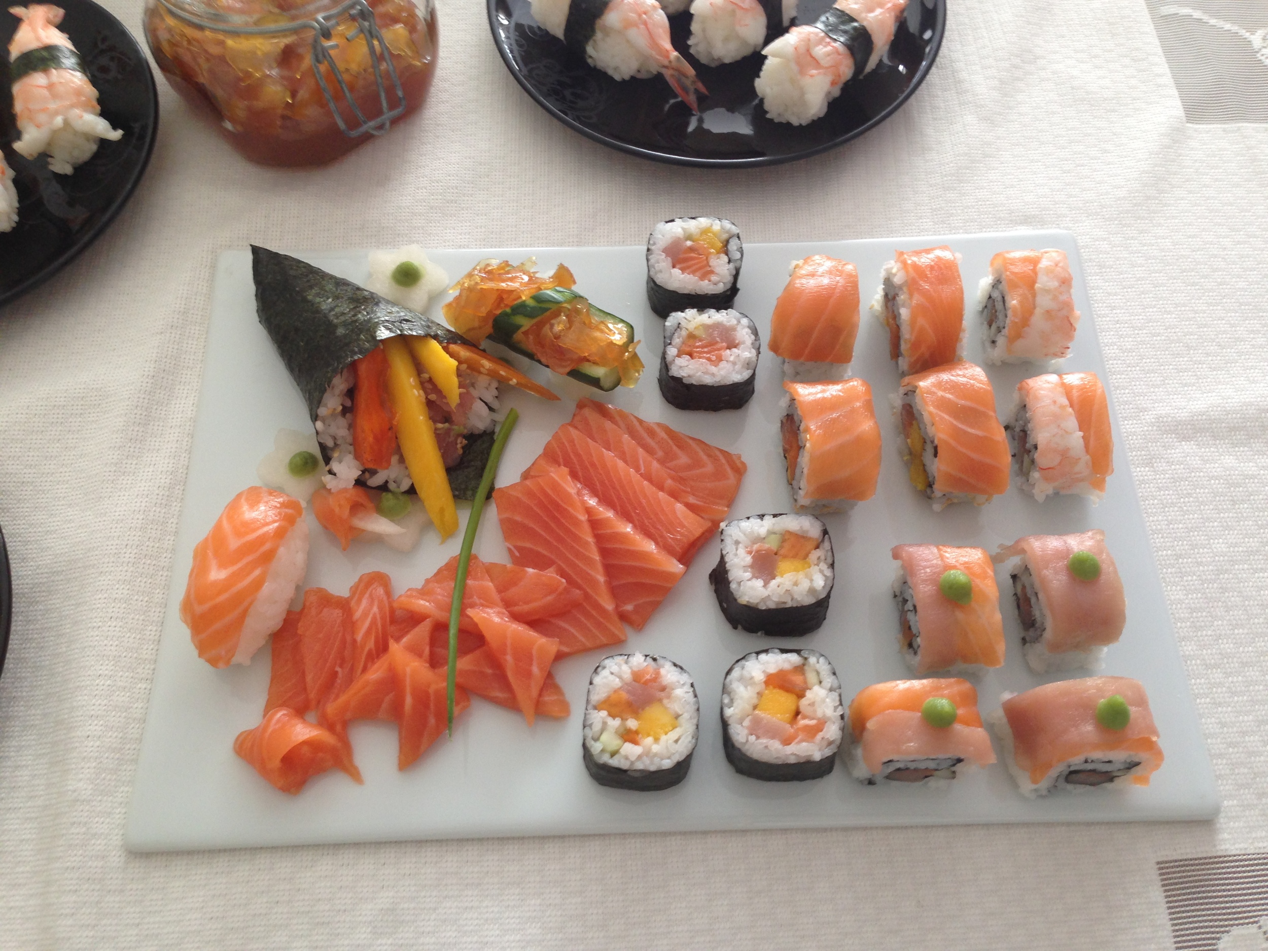 sushi and sashimi tray