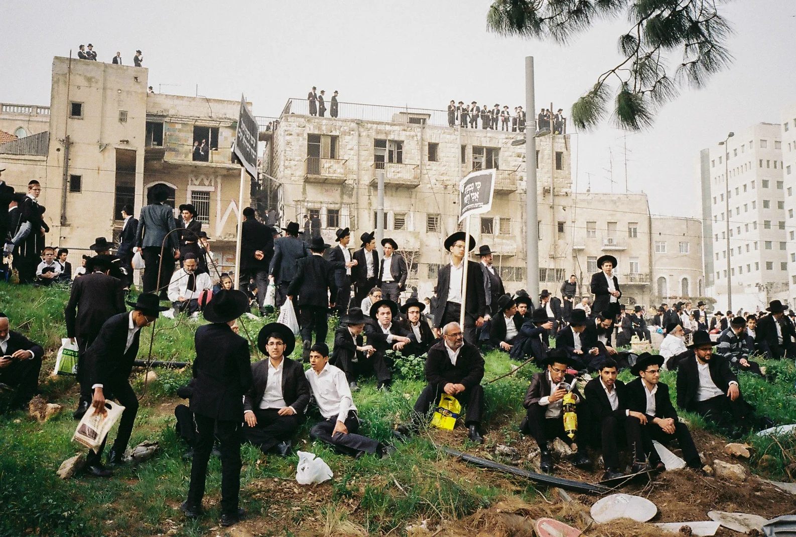Ultra-Orthodox Jews protesting government plans to draft youths from their communities into the Israeli military, in Jerusalem, Israel. 