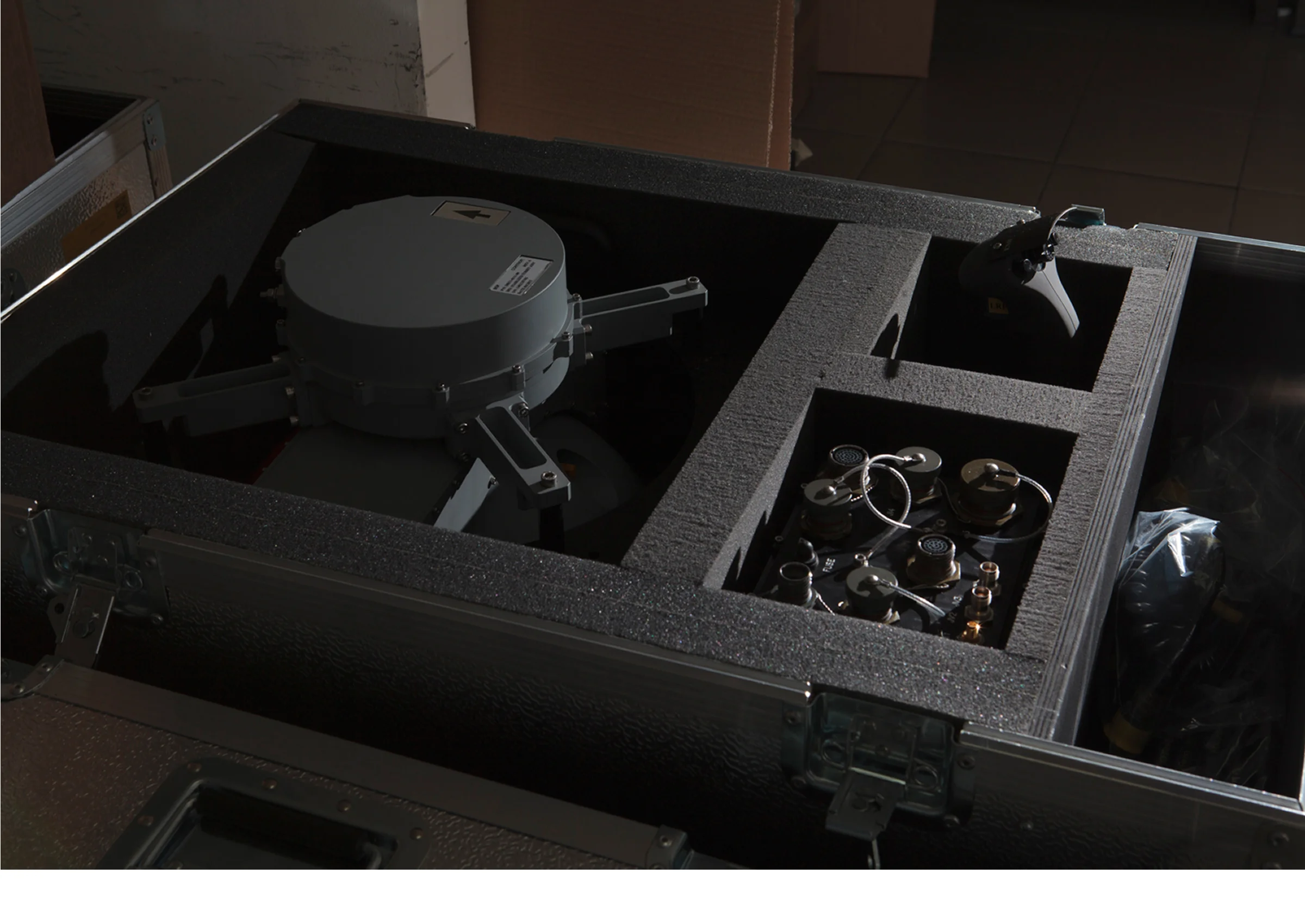 Near Petah-Tikva, Israel An optical payload inside of a shipping case at the Controp factory.