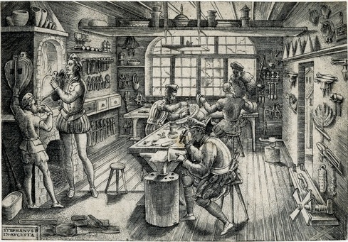 Etienne Delaune, Goldsmith's Workshop, Engraving, 1576, print 2.jpg