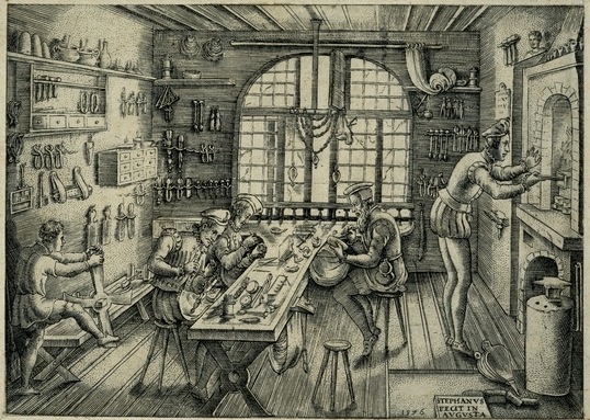 Etienne Delaune, Goldsmith's Workshop, Engraving, 1576, print 1.jpg