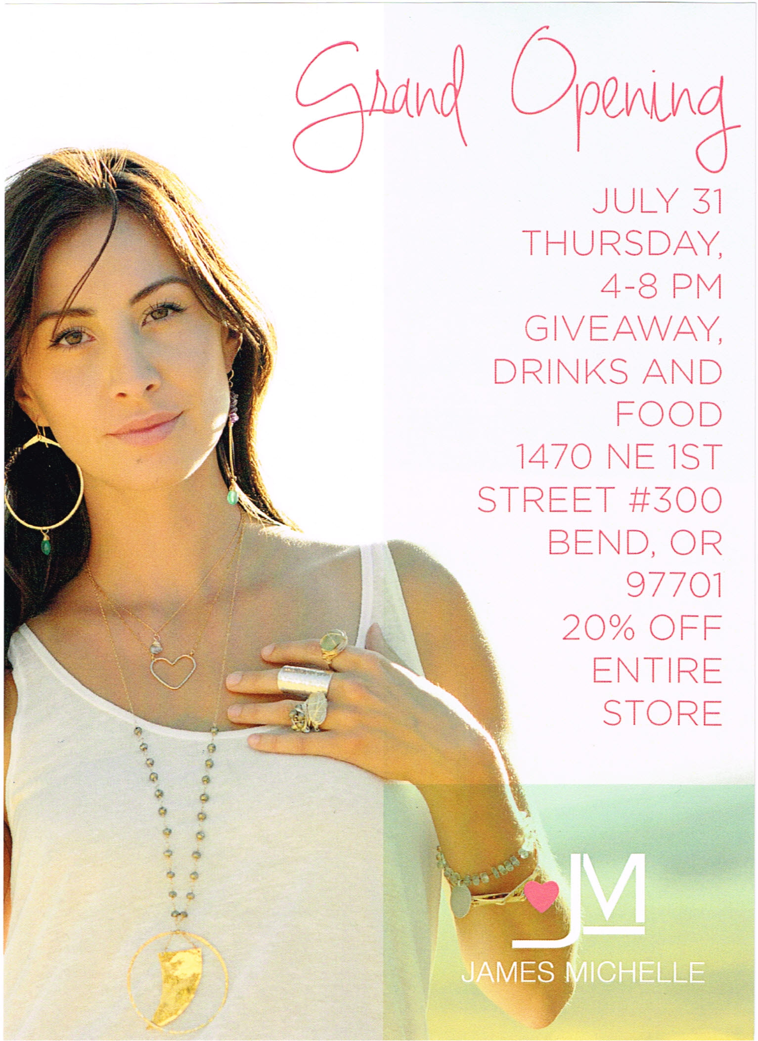 Don't miss the Grand Opening for James Michelle Jewelry. Mike and I have personally had JM make us Jewelry for our Wives with custom personal touch's. Our wives love the Jewelry and the Ladies at JM were fabulous to work with. Brian Nordlund