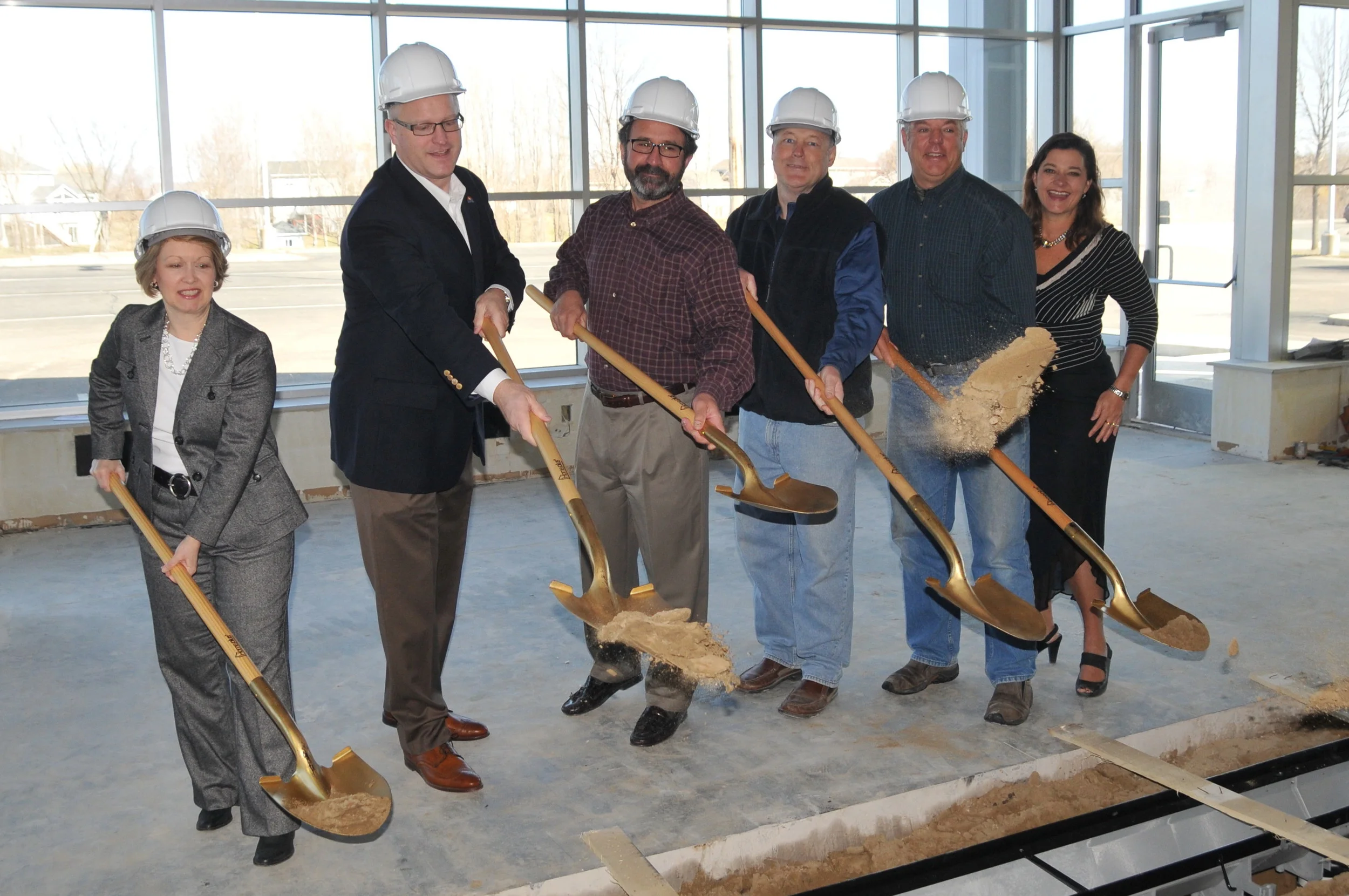 from left: Minnesota Representative Jenifer Loon, Waconia Mayor Jim Nash, Founder and Partner Bill Miller, Tim Forcier of Sondergaard Forcier Builders, Founder and Partner Tom Kullman, and Gina Holman, Founder and Manager. 