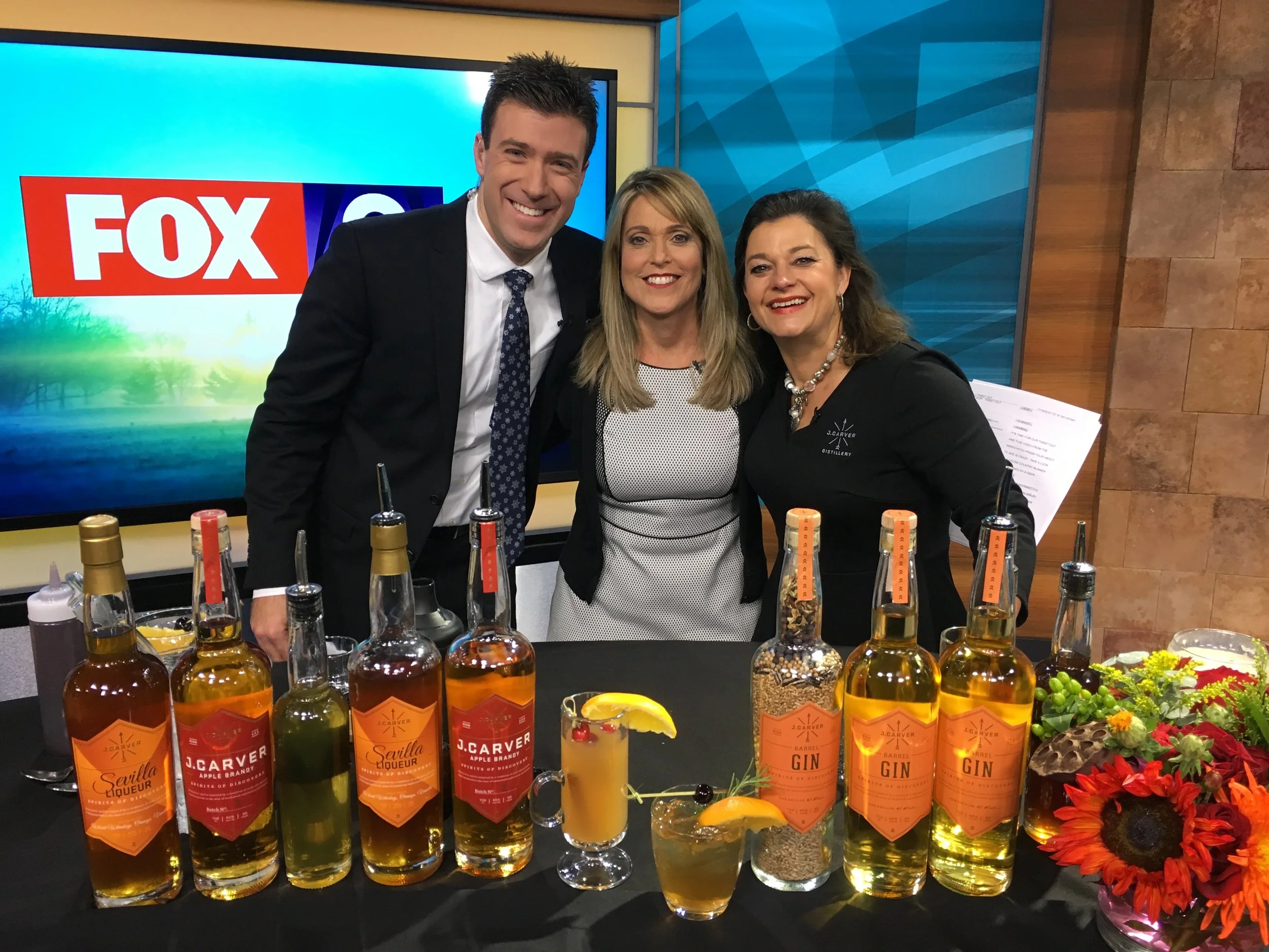 Fox 9 Saturday Morning Show featuring J. Carver Barrel Gin, Apple Brandy and Sevilla Liqueur