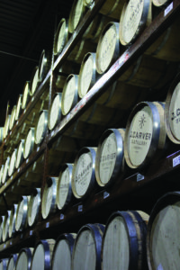 The barrel room at J. Carver Distillery in Waconia. (Adam Quandt/The Patriot)