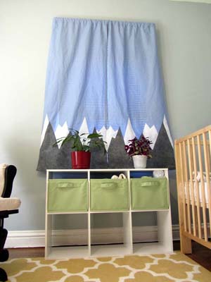 Periwinkle Duck Cloth with Gray and White Felt Mountains