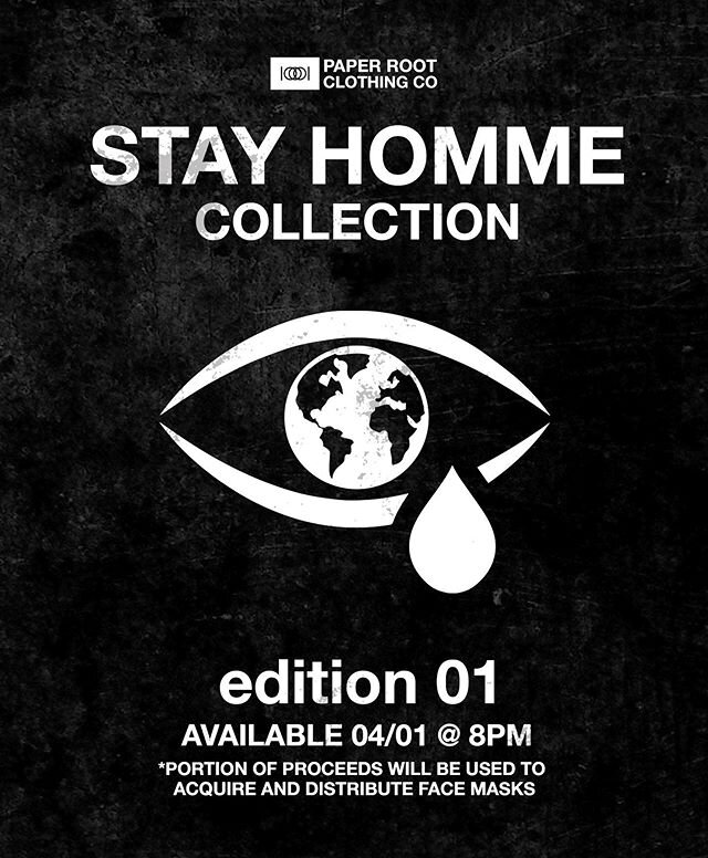 We at Paper Root are isolating at home like hopefully the rest of you are doing.  Luckily we have the ability to create and orchestrate a collection remotely.  Hence we are releasing our &ldquo;STAY HOMME&rdquo; collection tonight at 8pm EST.  Just b