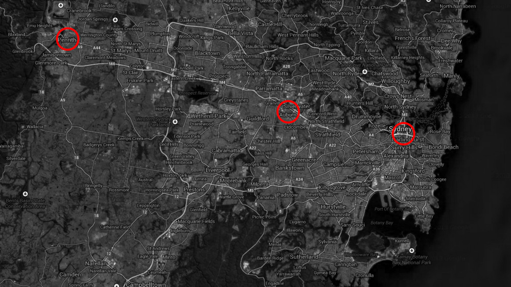 A future Sydney visualised through 3 suburbs. Outer West (Penrith), Middle West (Auburn) and Inner West (Glebe)